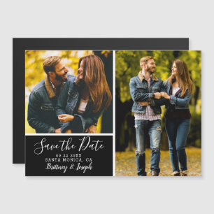Classic Black Save the Date 2 Fotocollage Magnetische Uitnodiging