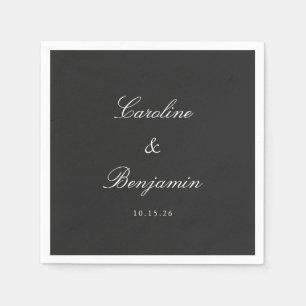 Classic Black Script Elegant Weddenschap Aangepast Servet