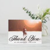 Classic Black Script Typography Weddenschap Bedankkaart (Staand voorkant)