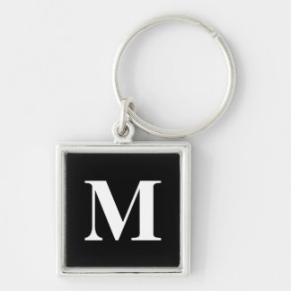 Classic Black Serif Monogrammed Sleutelhanger