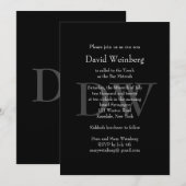 Classic Black & Silver Bar Mitzvah Invitation (Devant / Derrière)