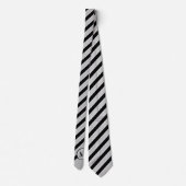Classic Black Silver Grey Stripes Monogram Initiaa Stropdas (Achterkant)