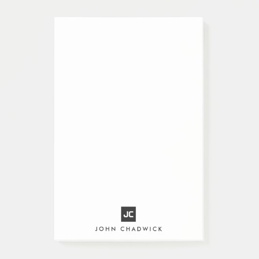 Classic Black Square Monogram Minimalist Basic Post-it® Notes (Voorkant)