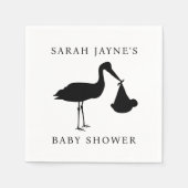 Classic Black Stork Baby shower Witte servetten (Voorkant)