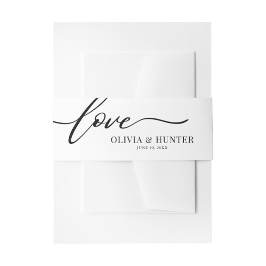 Classic Black & White Calligraphy Wedding Uitnodigingen Wikkel (Voorkant Voorbeeld)