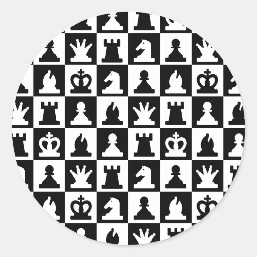 Classic Black & White Chessboard Pattern Ronde Sticker (Voorkant)