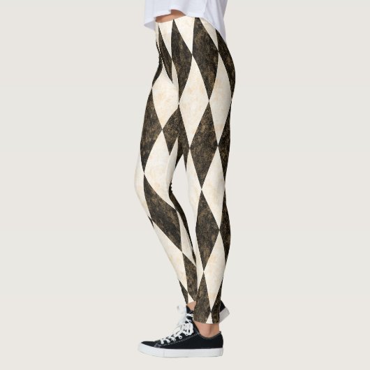 Classic Black White-Cream Harlequin Diamond Argyle Leggings (Links)