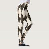 Classic Black White-Cream Harlequin Diamond Argyle Leggings (Rechts)