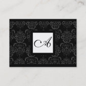 CLASSIC BLACK WHITE DAMASK FLORAL SQUARE MONOGRAM VISITEKAARTJE (Achterkant)