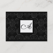 CLASSIC BLACK WHITE DAMASK SQUARE MONOGRAM Pearl Visitekaartje (Achterkant)