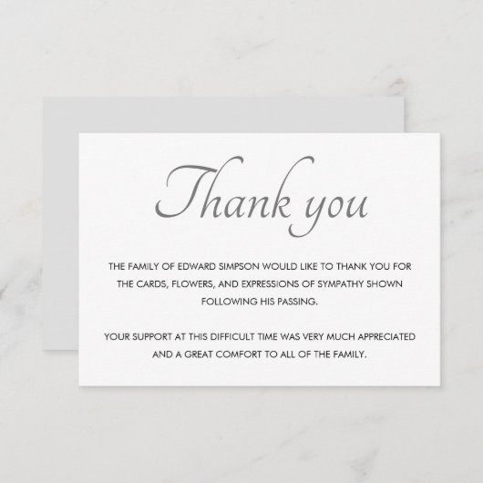 Classic Black White Dankuwel Bedankkaart (Voorkant / Achterkant)