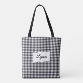 Classic Black & White Gingham | Personalized Name Draagtas (Achterkant)
