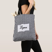 Classic Black & White Gingham | Personalized Name Draagtas (Dichtbij)