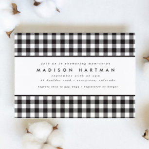 Classic Black White Gingham Pset Baby shower Kaart