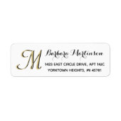 Classic Black White Gold Custom Monogram Etiket (Voorkant)