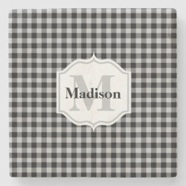 Classic Black White Grey Buffalo Plays Monogram Stenen Onderzetter