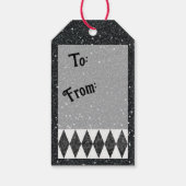 Classic Black White Harlequin Diamond Argyle Cadeaulabel (Achterkant)