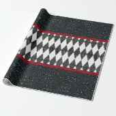 Classic Black White Harlequin Diamond Argyle Cadeaupapier (Uitgerold)