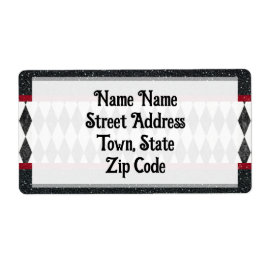 Classic Black White Harlequin Diamond Argyle Etiket