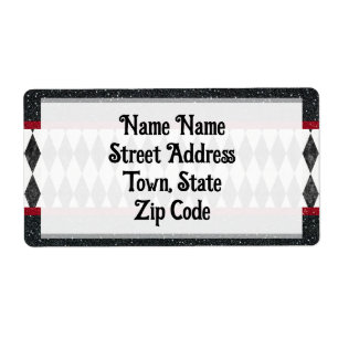 Classic Black White Harlequin Diamond Argyle Etiket