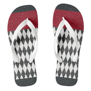 Classic Black White Harlequin Diamond Argyle Teenslippers