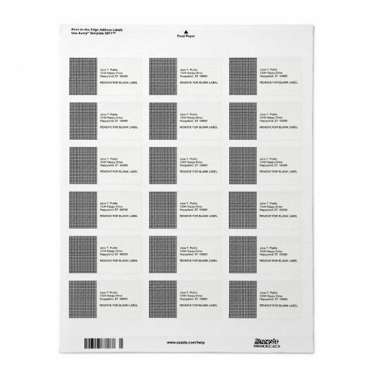 Classic Black White Houndstooth Etiket (Full Sheet)