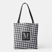 Classic Black White Houndstooth | Modern monogram Draagtas (Achterkant)