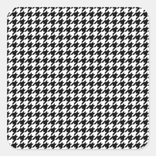 Classic Black White Houndstooth Vierkante Sticker (Voorkant)