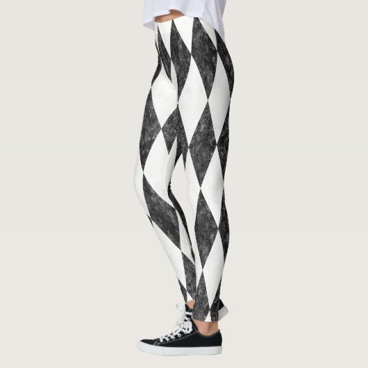 Classic Black White-Ice Harlequin Diamond Argyle Leggings (Links)