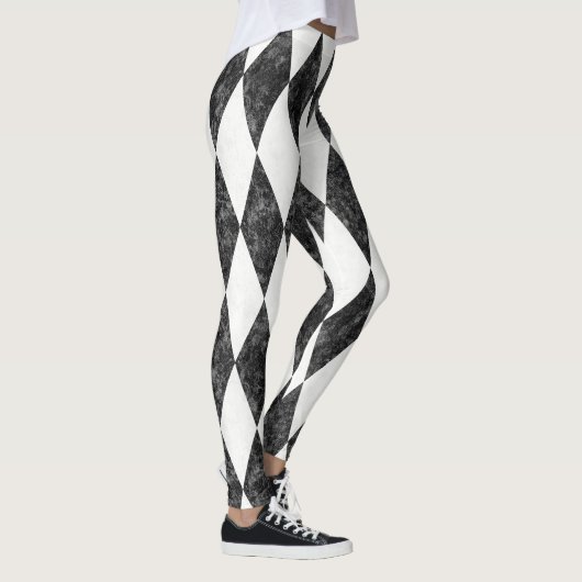 Classic Black White-Ice Harlequin Diamond Argyle Leggings (Rechts)