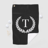 Classic Black & White Initial Laurel Monogram Golfhanddoek (Insitu)