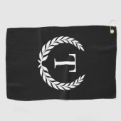 Classic Black & White Initial Laurel Monogram Golfhanddoek (Horizontaal)