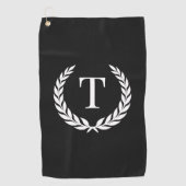 Classic Black & White Initial Laurel Monogram Golfhanddoek (Voorkant)