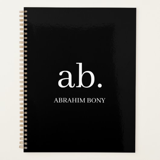 Classic Black & White Monogram Design Planner (Voorkant)
