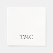 Classic Black White Monogram Initiaal Elegant Servet (Voorkant)