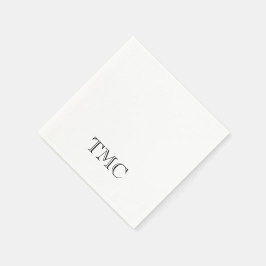 Classic Black White Monogram Initiaal Elegant Servet (Hoek)