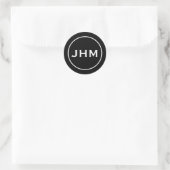 Classic Black & White Monogram Initialen Ronde Sticker (Tas)