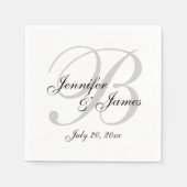 Classic Black White Monogram Weddenschap Paper Nap Servetten (Voorkant)