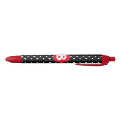 Classic Black & White Polka Dot with Red Monogram Zwarte Inkt Pen (Bodem)
