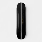 Classic Black White Stripes Cool Skater Monogram Skateboard (Voorkant)