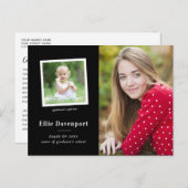 Classic Black & White Two Photo-Afstuderen Briefkaart (Voorkant / Achterkant)