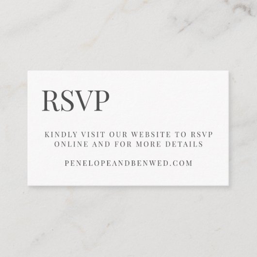 Classic Black White Typography Weddenschap RSVP On Informatiekaartje (Voorkant)