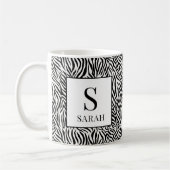 Classic Black White Zebra Monogram Initial Mug (Gauche)