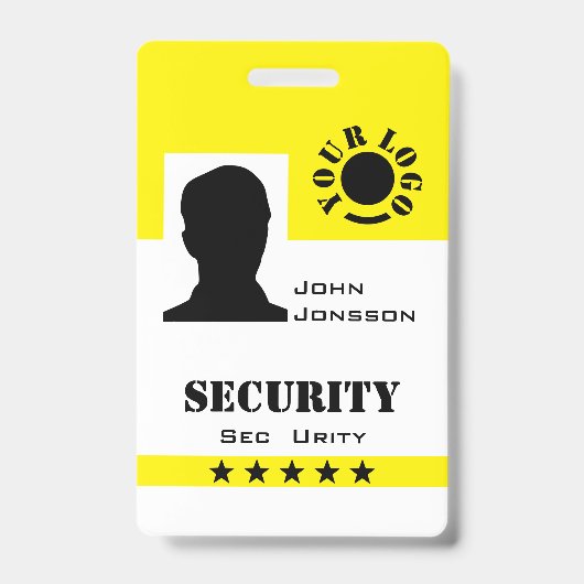 Classic Black Yellow Photo Logo Code Sjabloon Badge (Voorzijde)