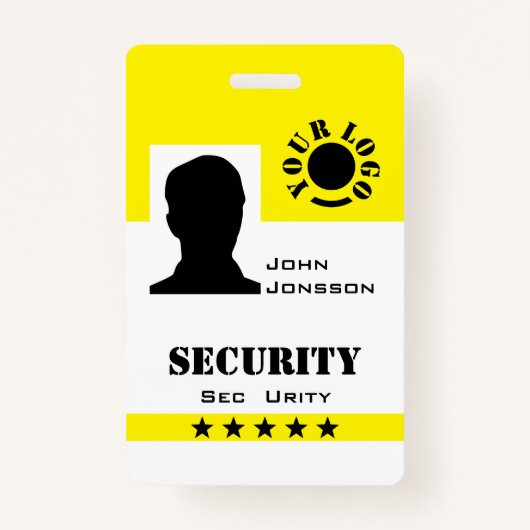 Classic Black Yellow Photo Logo Code Sjabloon Badge (Voorkant)