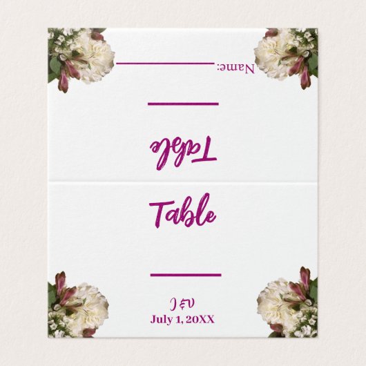 Classic Blanc Botanique Flora Place Numéro de cart (Outside Unfolded)