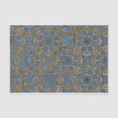  Classic Blauw en Goud Damast Pattern Tissuepapier (Voorkant)