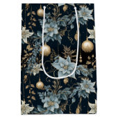 Classic Blauw en Goud Ornamenten Wijn Klein en Medium Cadeauzakje (Achterkant)