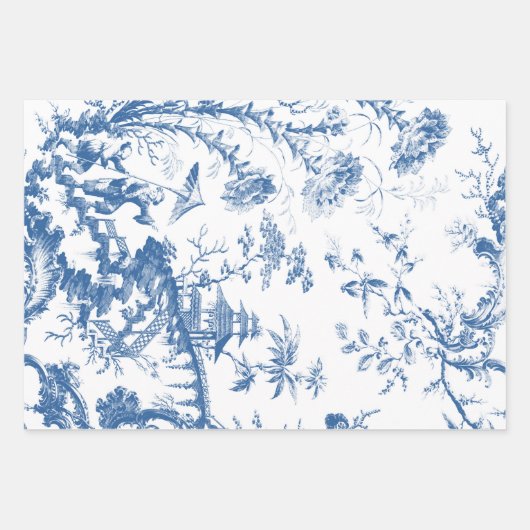 Classic  Blauw en Wit Pagode Chinoiserie Inpakpapier Vel (Voorkant 3)