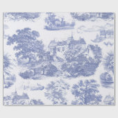 Classic Blauw  Frans Chateau Toile Cadeaupapier (Vlak)